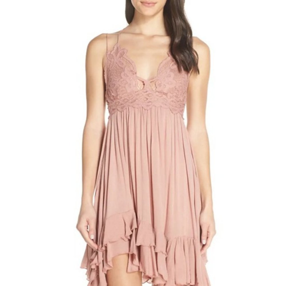 Free People One NWT Adella Slip Dress Size Medium in Rose Retail $88
